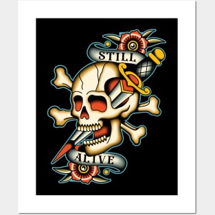 Skull Dagger traditional tattoo Posters and Art